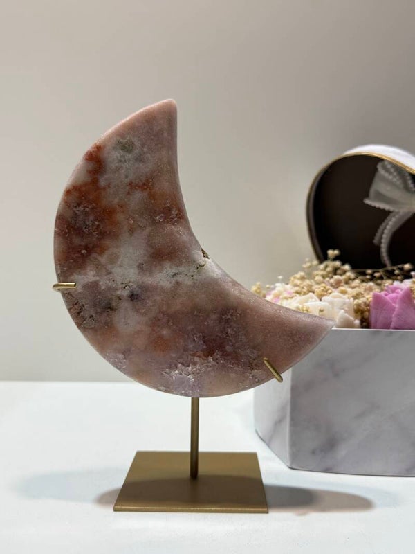 Roze Amethist Maan op Standaard - 0,826 Kilogr.