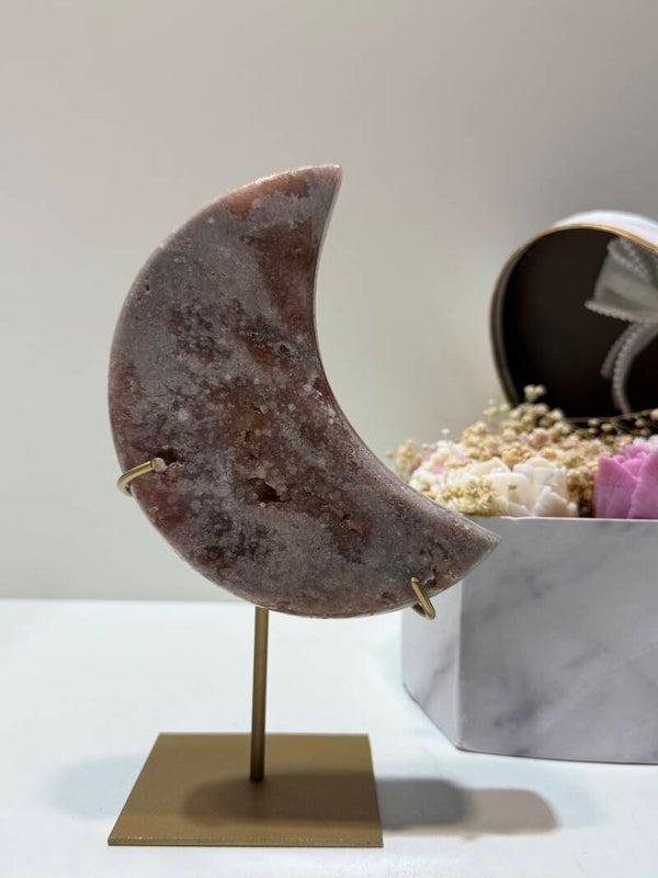 Roze Amethist Maan op Standaard - 0,766 Kilogr.