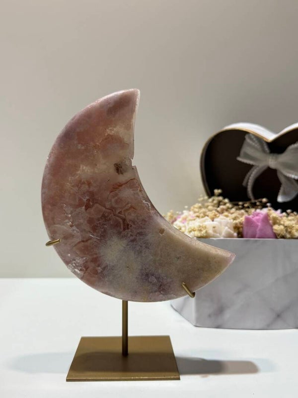 Roze Amethist Maan op Standaard - 0,882 Kilogr.