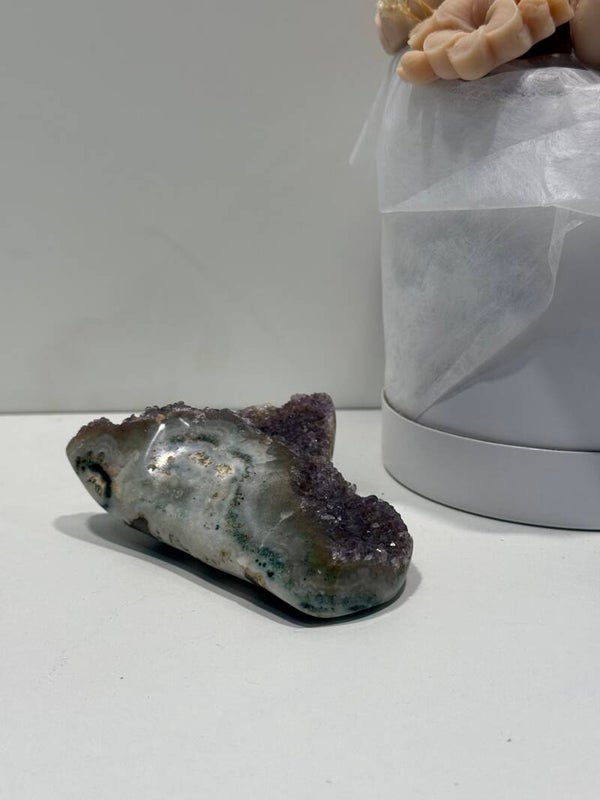 Amethist (Uruguay) met Stalactiet - 0,254 Kilogr.