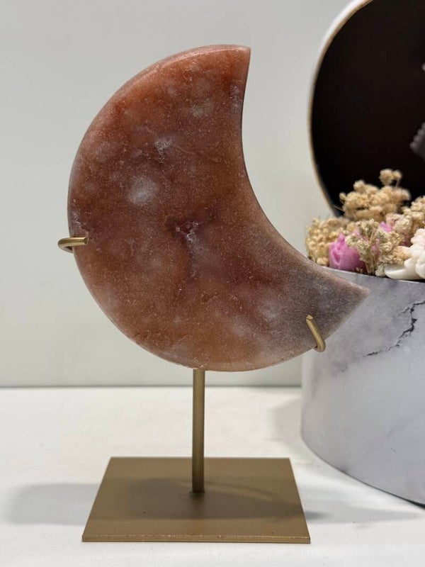 Roze Amethist Maan op Standaard - 0,582 Kilogr.