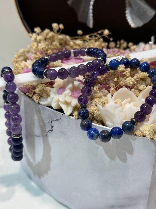 Armband - Lapis Lazuli & Amethist - 8mm