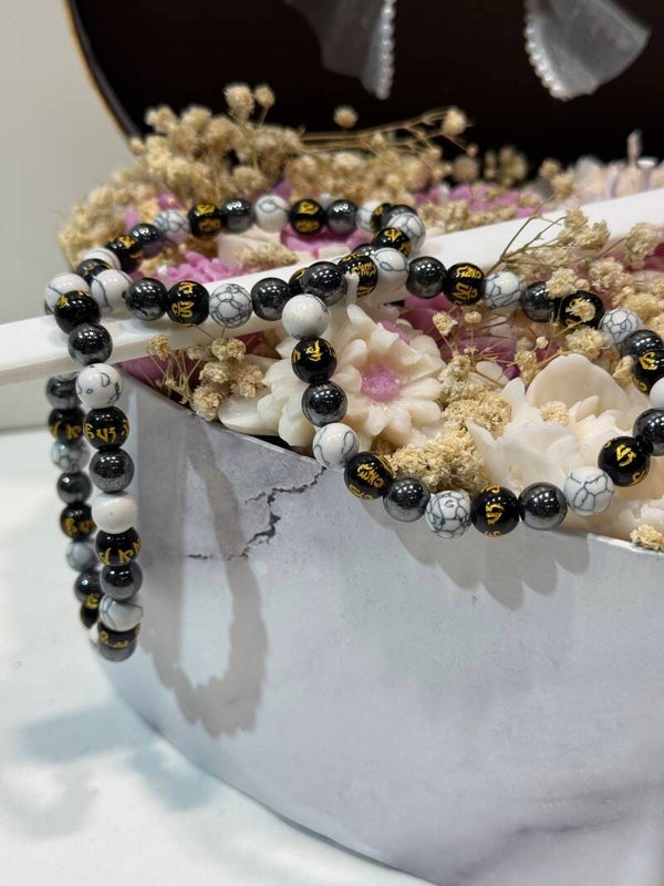 Armband - Howliet, Obsidiaan & Hematiet - 8mm