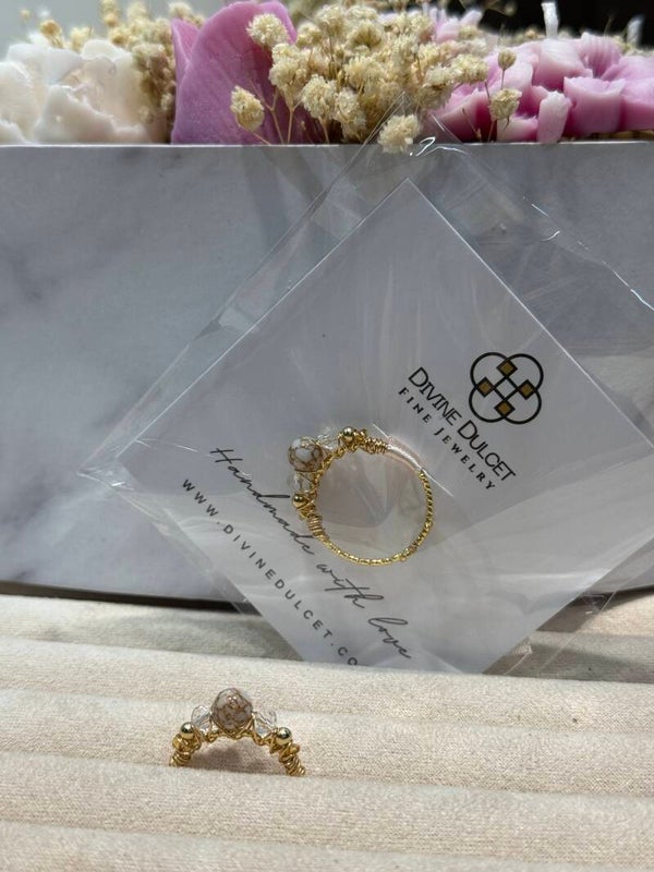 Ring - Howliet - Verstelbaar - Koper Verguld Goud (innerlijke vrede, geduld & Woede Beheersing)