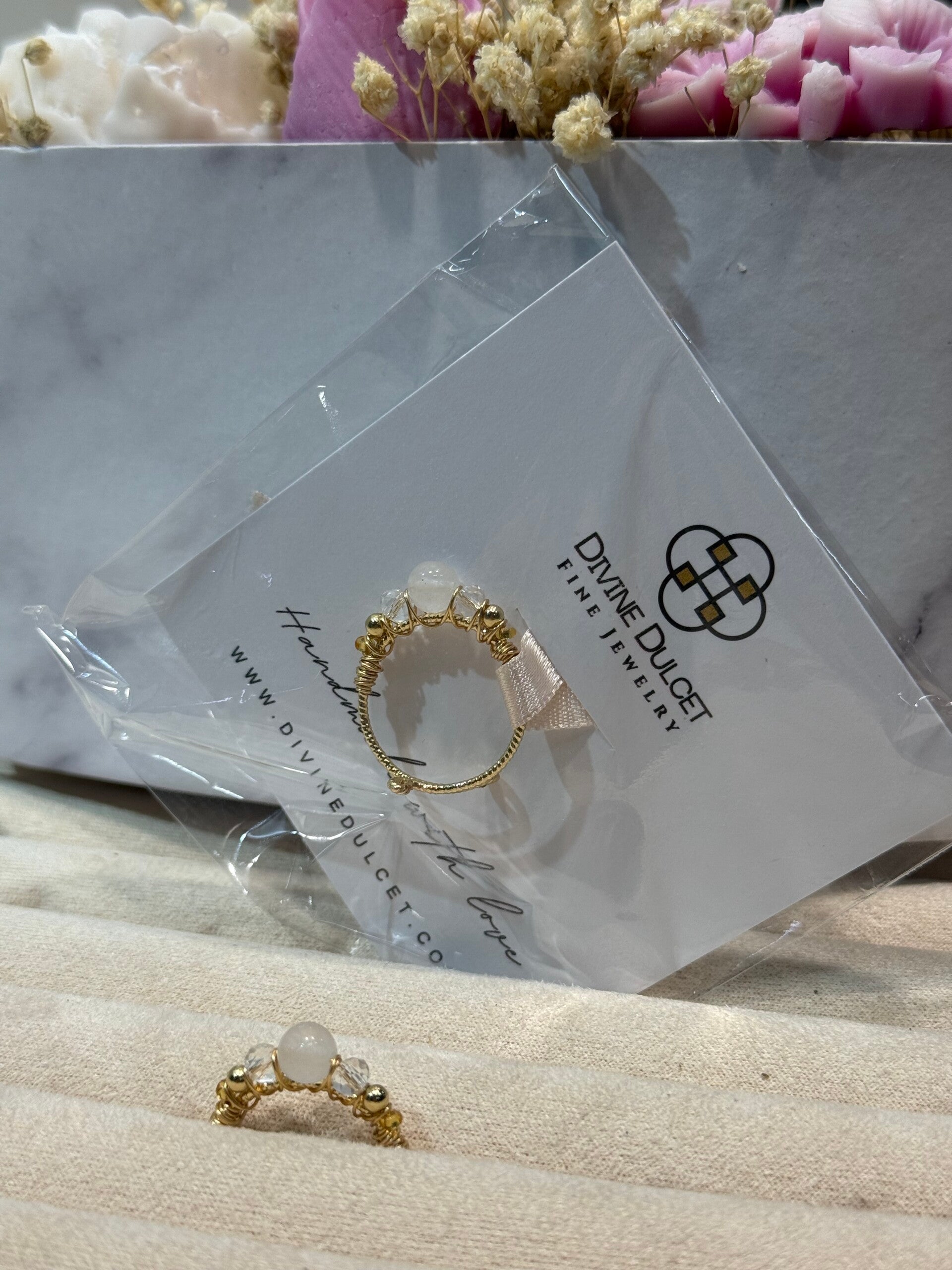 Ring - Bergkristal - Verstelbaar - Koper Verguld Goud (Zuiverend, Aardend & Balans)