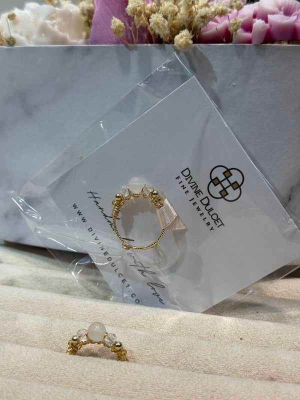 Ring - Bergkristal - Verstelbaar - Koper Verguld Goud (Zuiverend, Aardend & Balans)