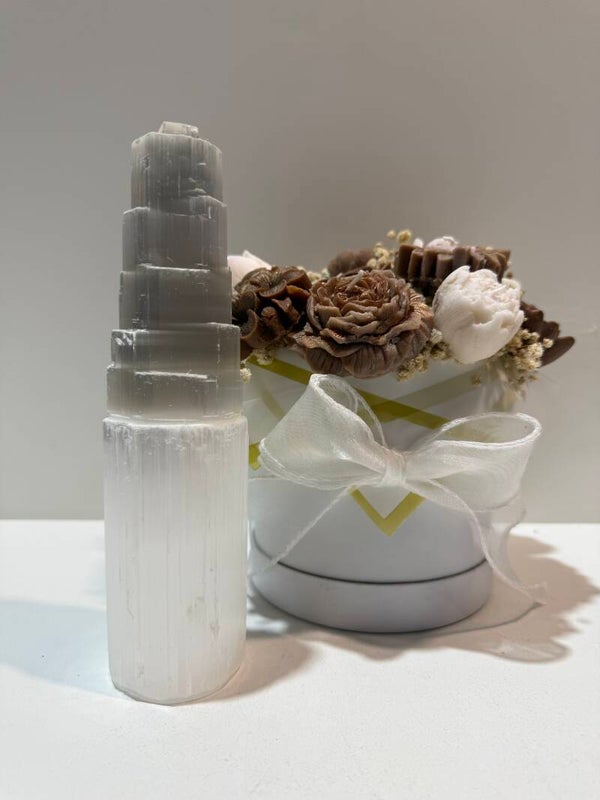 Seleniet (Satin Spar) - Toren - 20CM