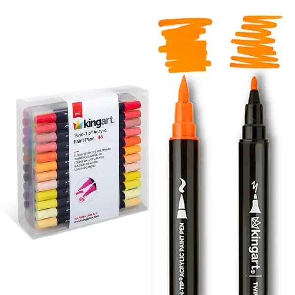 Kingart - PRO-Tip Acrylverf pennen - 48 kleuren