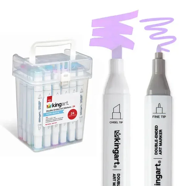 Kingart - PRO dubbelzijdige alcoholmarkers - 24 pasteltinten