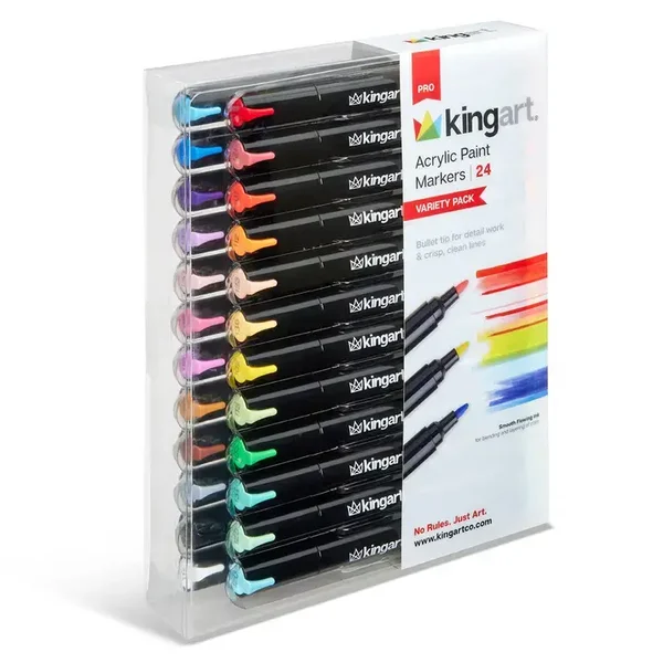 Kingart - PRO acryl markers - 2mm kogelpunt - 24 kleuren