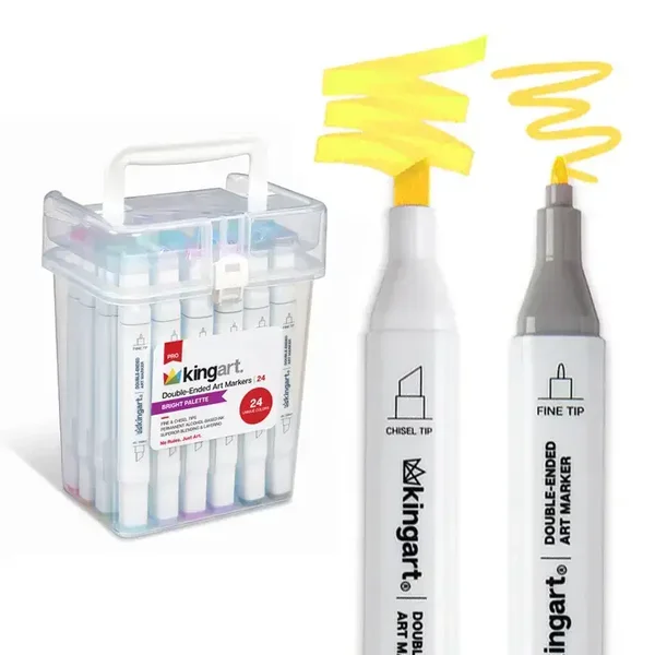 Kingart - PRO dubbelzijdige alcohol markers - 24 felle kleuren