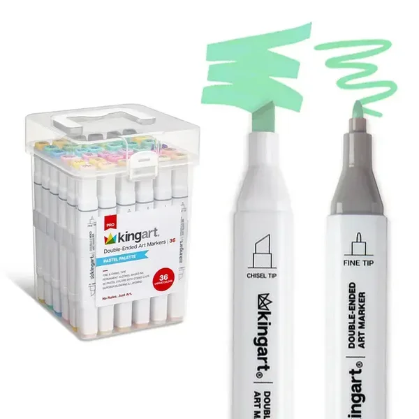 Kingart - PRO dubbelzijdige alcoholmarkers - 36 pastelkleuren
