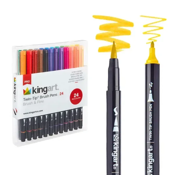 Kingart - PRO Twin-tip - brushpennen 24 stuks