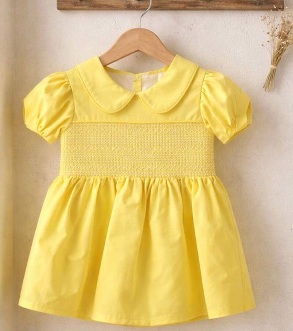 Lemon smocked dress