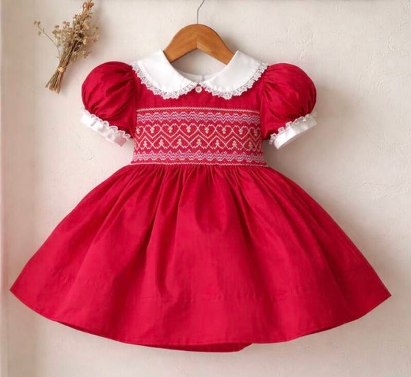 Red smocked dress