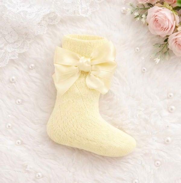 Lemon bow open work socks