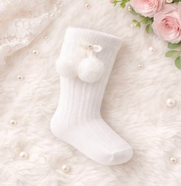 White pompom socks