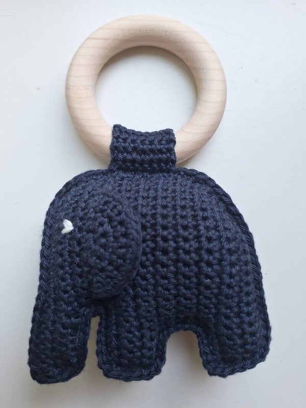 Bijtring olifant donkerblauw