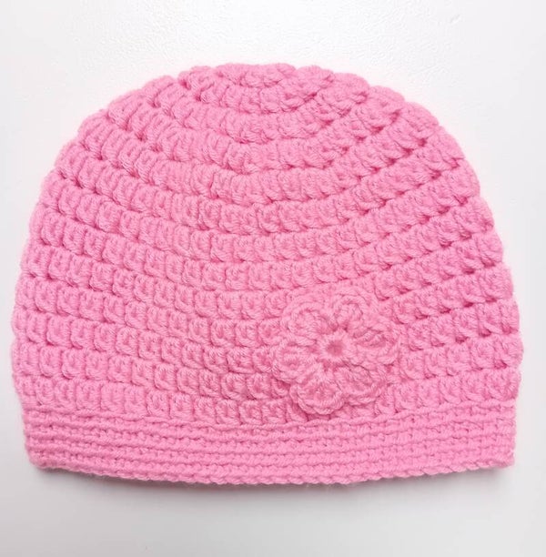 gehaakt mutsje roze 3-6 maanden