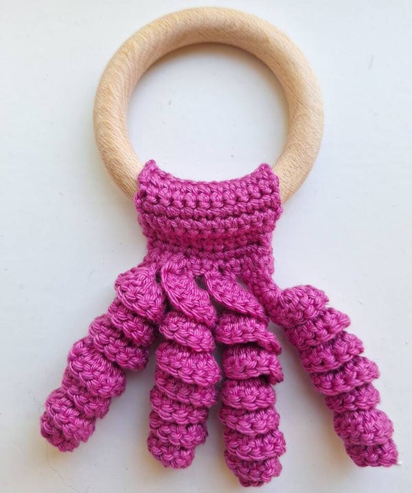 Bijtring octopus roze