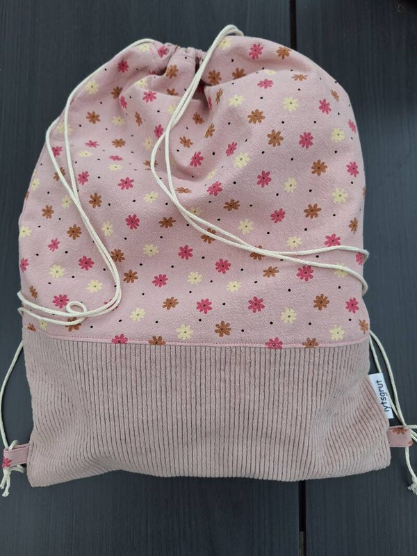 Rug-/gymtas bloemetjes/rib