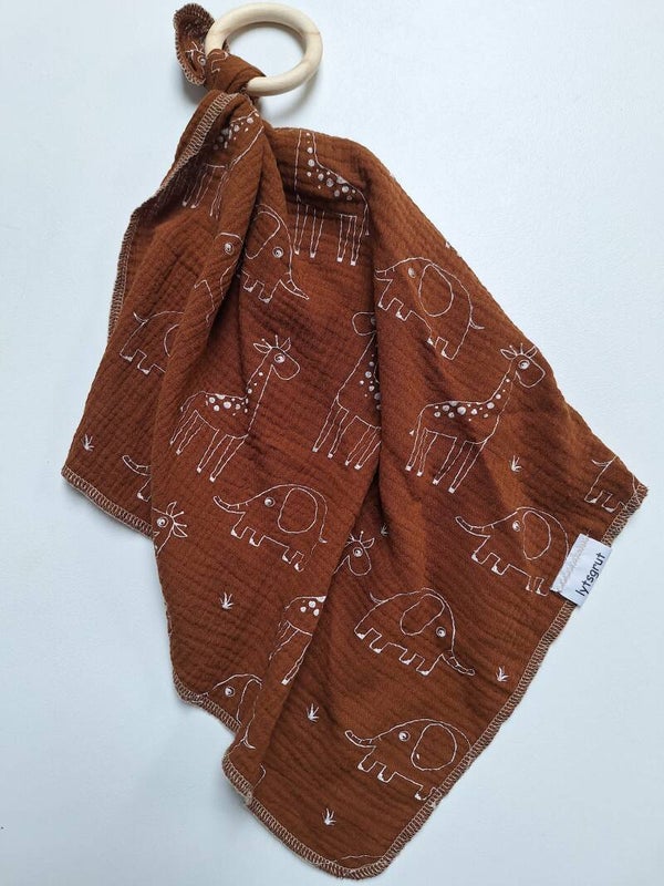 Knuffeldoek aan bijtring olifantjes