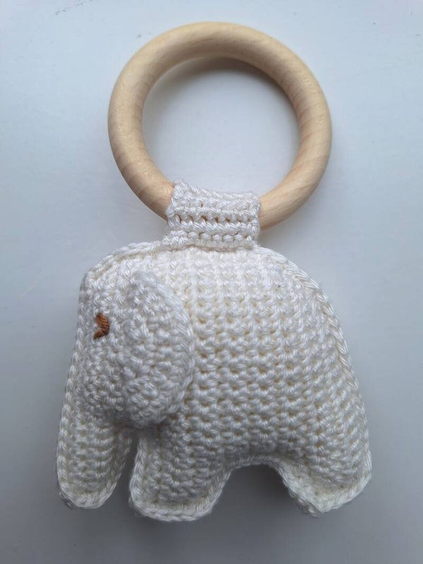 Bijtring olifant off-white