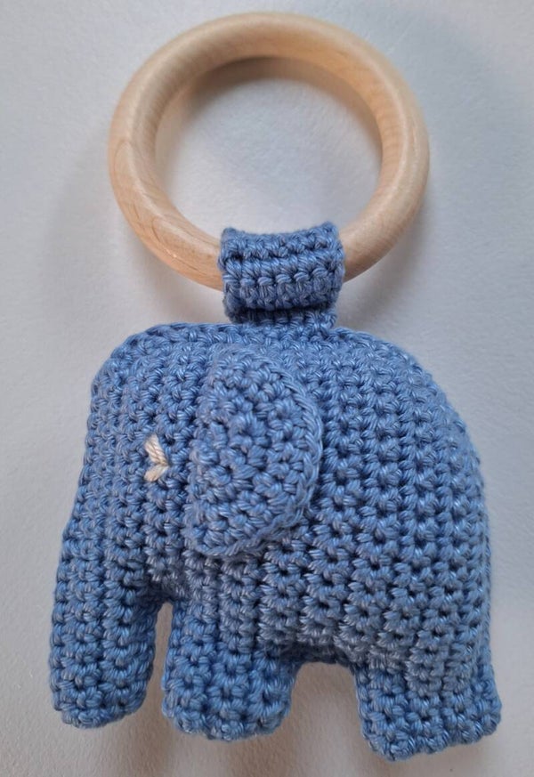 Bijtring olifant jeansblauw