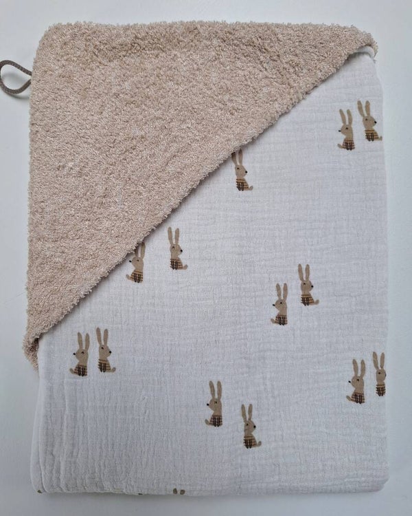 Badcape zand/konijntjes