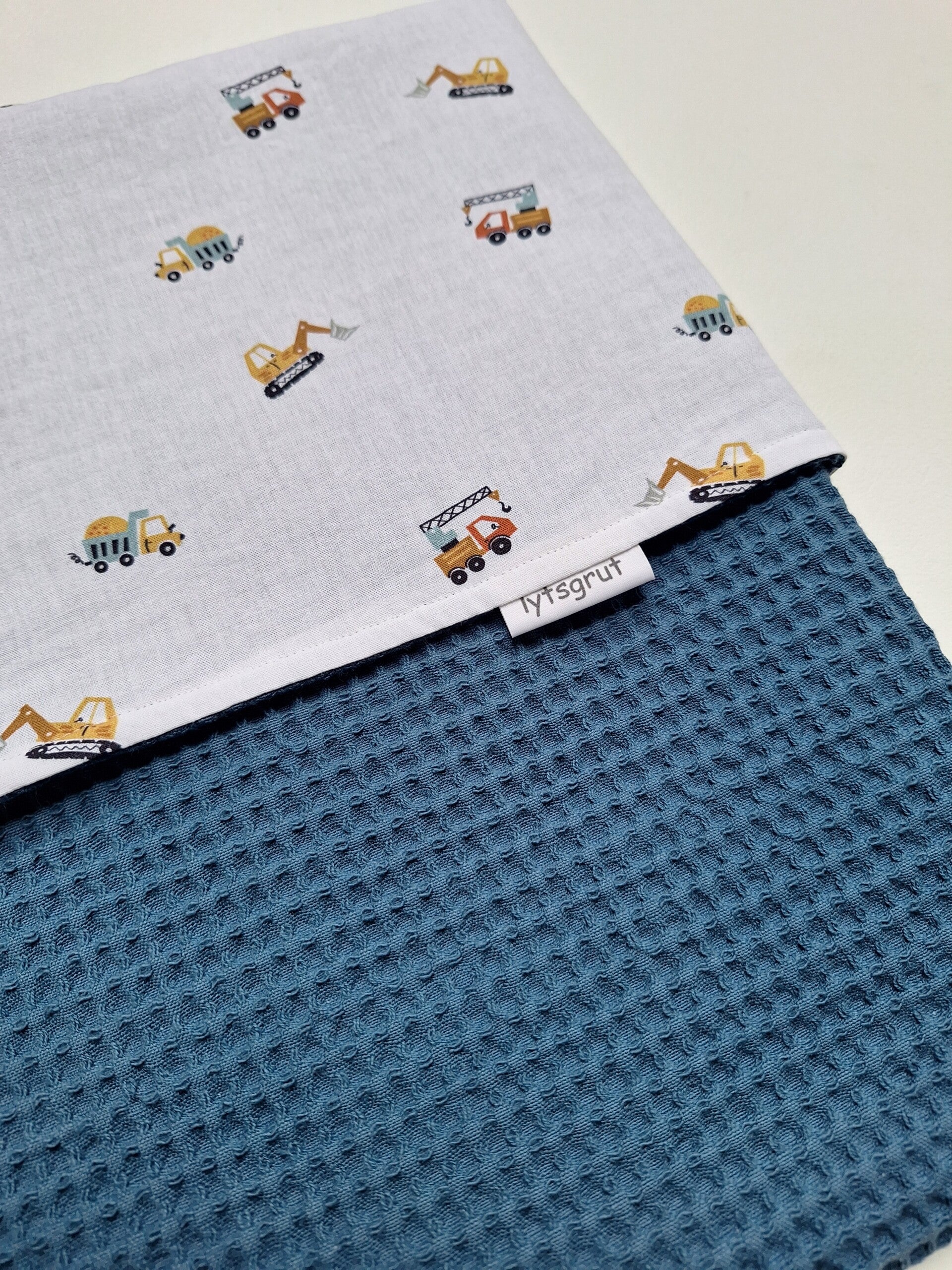 Kinderwagendeken donker jeansblauw/trucks