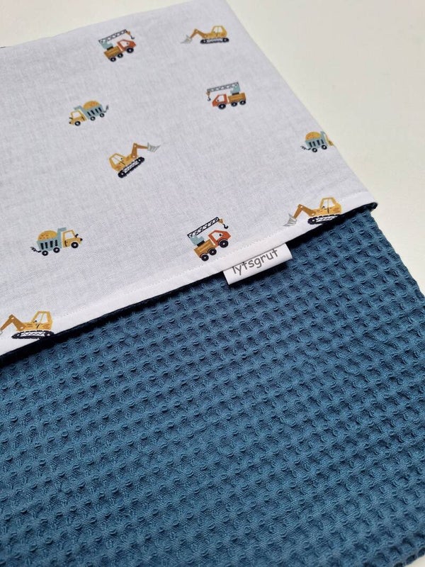 Kinderwagendeken donker jeansblauw/trucks