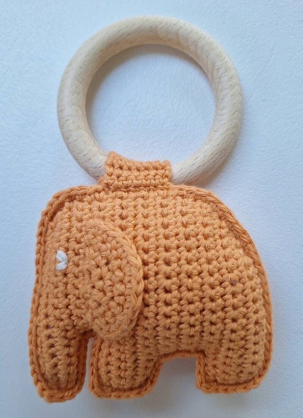 Bijtring olifant zalm oranje