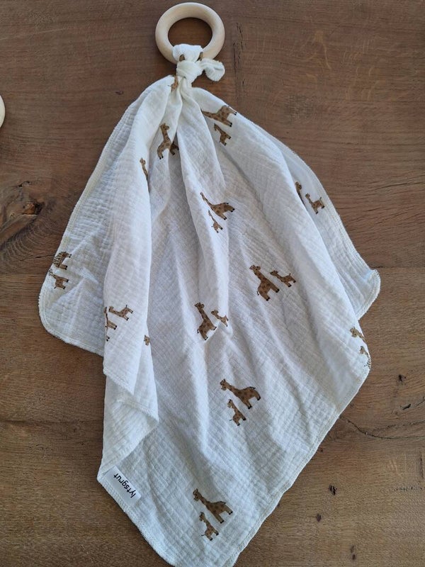 Knuffeldoek aan bijtring giraffes