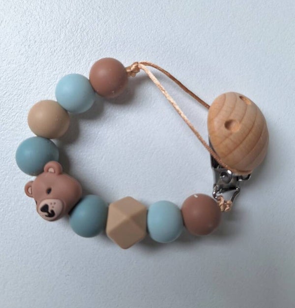Kralen speenkoord blauw