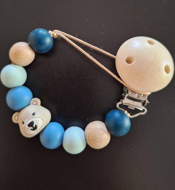 Kralen speenkoord blauw