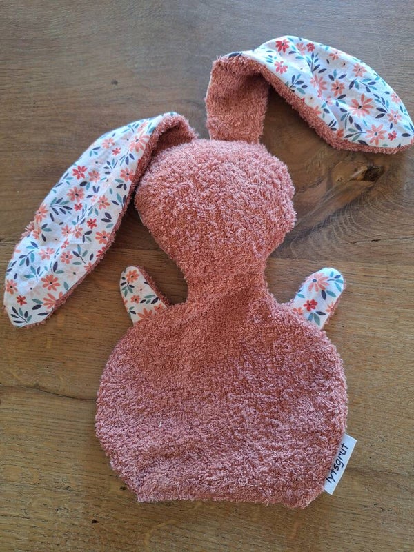 Knuffelkonijn oudroze/bloemetjes