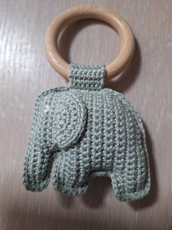 Bijtring olifant licht oudgroen