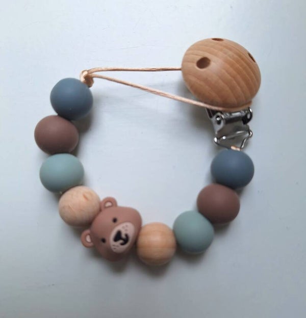 Speenkoord blauw/beertje