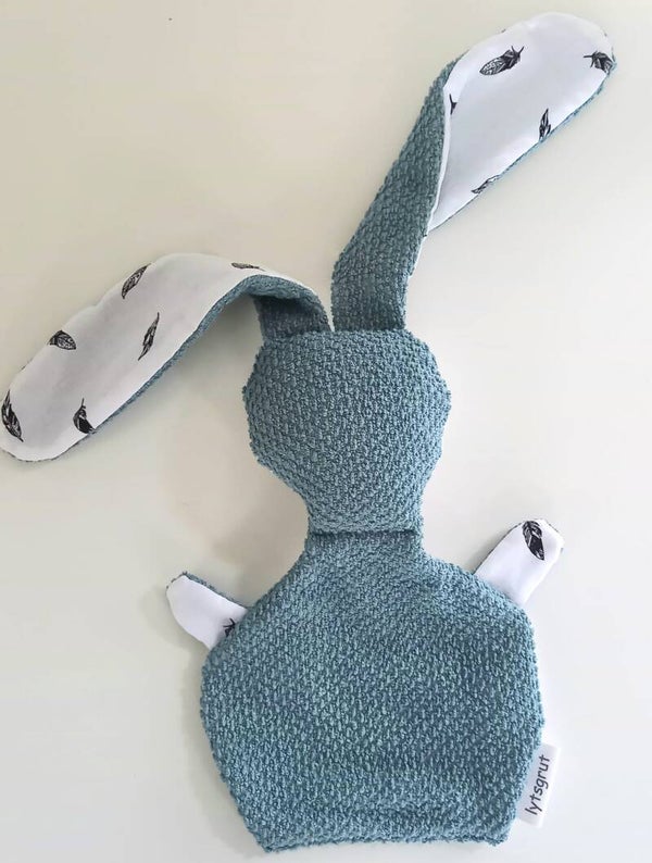 Knuffelkonijn oudgroen/veeetjes