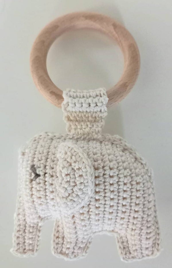 Bijtring olifant off-white