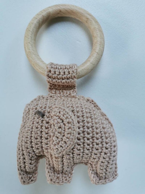 Bijtring olifant zalm/beige