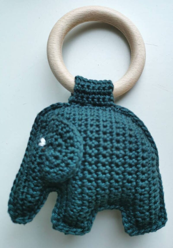 Bijtring olifant donkergroen