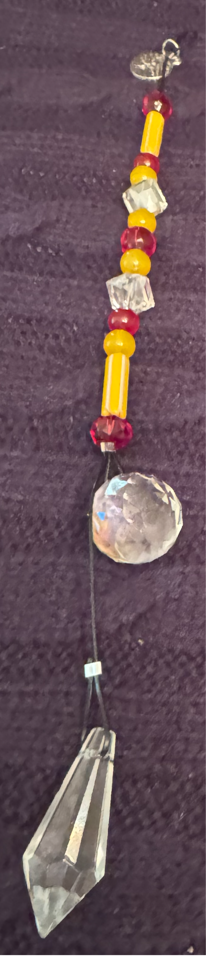 Long Red and Mustard Yellow Crystal Suncatcher