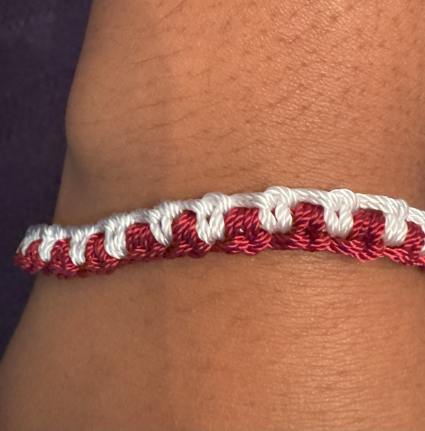 Maroon and White Macrame