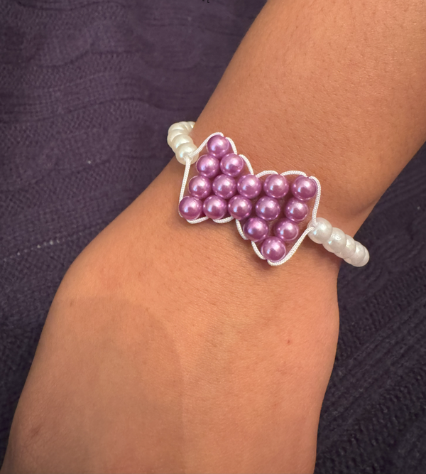 Purple Bow with White Pearl Band