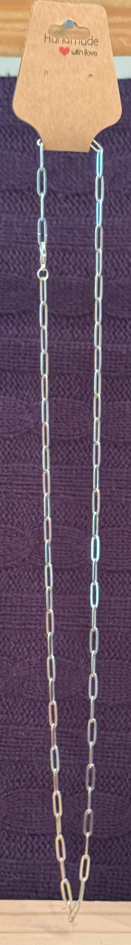 Sliver Squared Chain Linked Necklace