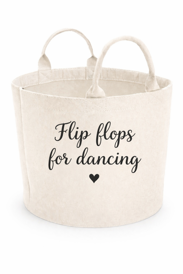 Custom Wedding Storage Basket | Flip Flops For Dancing | Reception Accessories