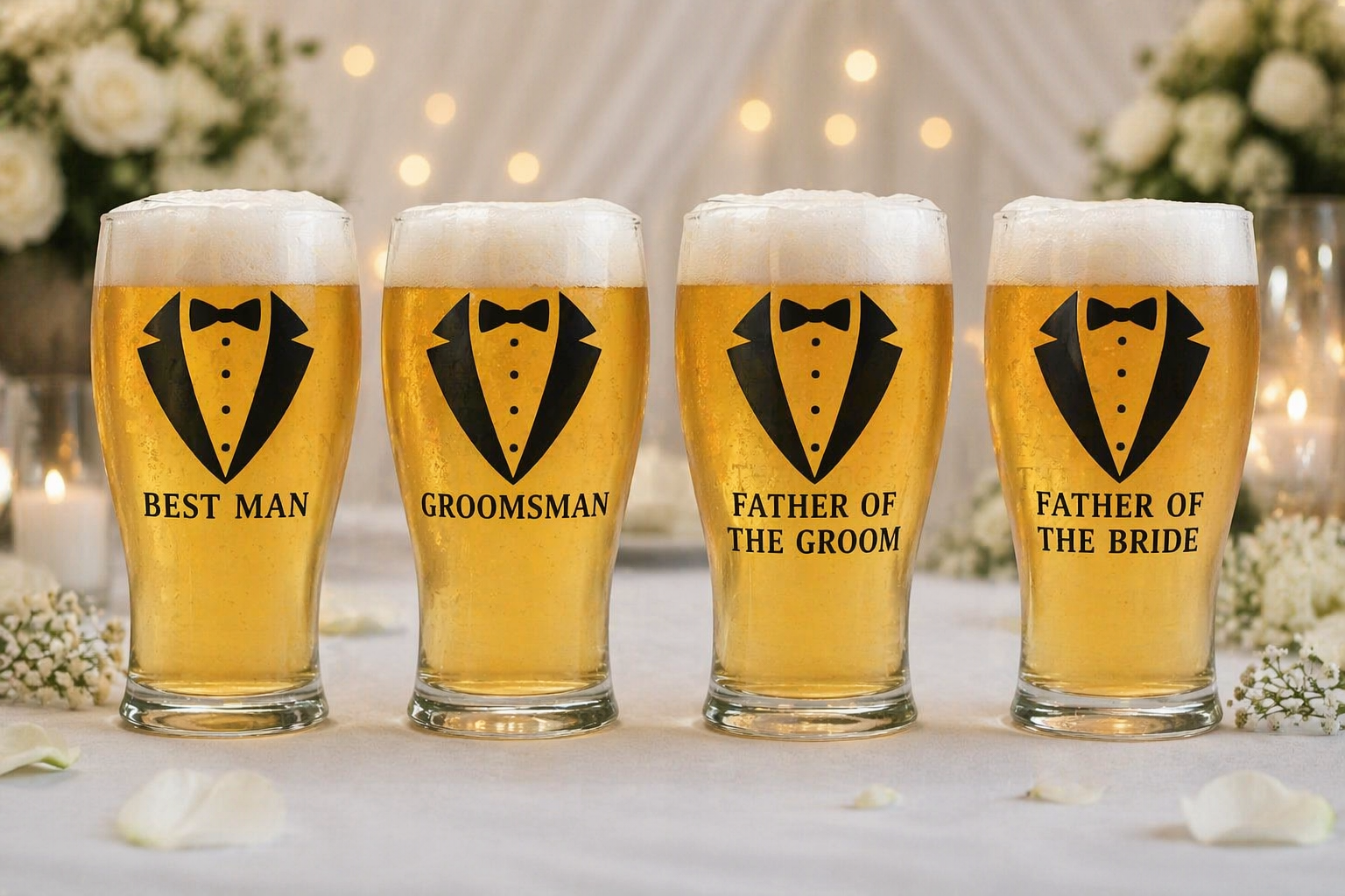 Personalised Wedding Pint Glasses