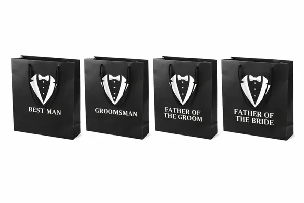 Black Wedding Gift Bags | Best Man, Groomsman, Father of the Groom, Father of the Bride