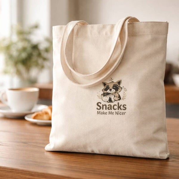 Raccoon “Snacks” Tote Bag Collection